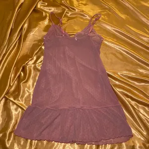 Donna Loren Pink Sheer Polka Dot Mesh Slip Dress w/ Lace Trim thumbnail 5