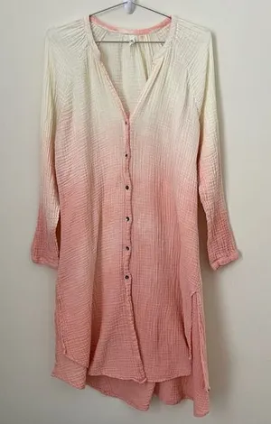 Free People Ombre Long Sleeve Button Down Tunic Shirt Size L thumbnail 1
