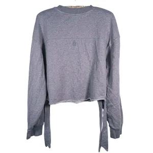 Free People Movement Odette Side Tie Sweatshirt Size M Gray Lounge Barre Raw Hem thumbnail 3