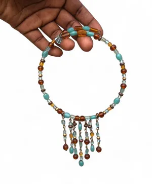 Navajo Native Tribal Santo Domingo Bead Wrap Necklace Ethnic Southwestern Dangle Turquoise Brown thumbnail 2