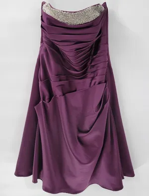 DaVinci Prom Dress Womens 14 Purple Satin Strapless Jeweled Band Formal Cocktail thumbnail 1