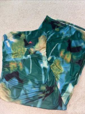 Strapless Green Watercolor Midi Dress by thumbnail 3