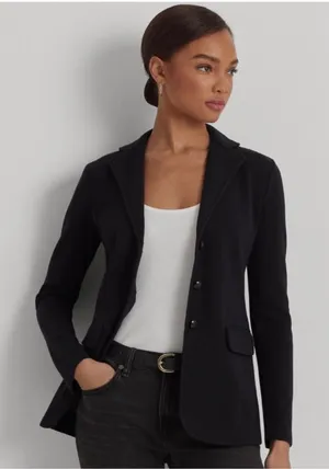 Lauren Ralph Lauren Sweater Blazer L Black Cotton Classic Preppy Office Academia thumbnail 1