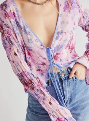 Free People Floral Top thumbnail 1