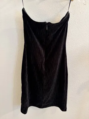 Naked Wardrobe Black Strapless Textured Velvet Mini Dress Small thumbnail 7