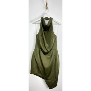 ELLIATT Camo Asymmetric Satin Cocktail Dress in Khaki Size Large thumbnail 5