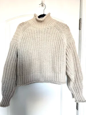H&M Beige Knit mock neck Sweater thumbnail 2