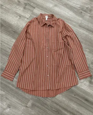 A New Day Brown Striped button down shirt thumbnail 2