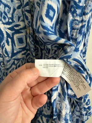 Zara Blue Printed Midi Shirt Dress Button Front Flowy Medium thumbnail 8