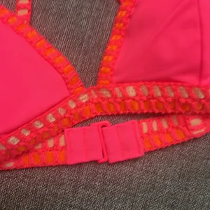 NEW Victoria's Secret Neon Coral Crochet Racerback Large thumbnail 6