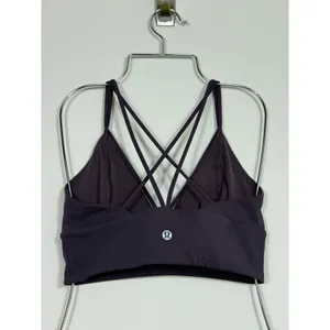 Lululemon Pushing Limits Bra Deep Plum Strappy Longline Size 8 thumbnail 2