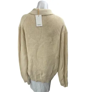 NEW Quince Women's Cream Chunky Rib Knit Collar Long Sleeve Polo Sweater Top XL thumbnail 2