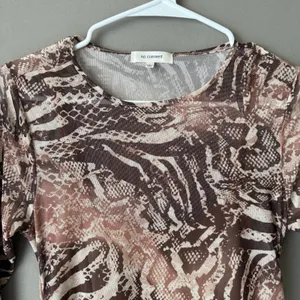 No Comment L‎ Brown Animal Print Mesh Ruched Bodycon Maxi Dress Rave Festival thumbnail 3