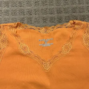Y2K Retro Karen Scott Sport Womens Tank Top Shirt Size Medium M Orange‎ Lace thumbnail 4