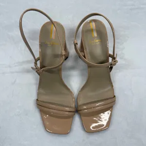 Sam Edelman Block Heel Sandals Square‎ Toe Ankle Strap Nude Beige Size 9M thumbnail 3