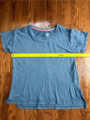 Pilcro Anthropologie Jordyn Oversized Cotton Slub Tee Faded Blue/Indigo Wash M thumbnail 12