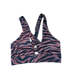 Fabletics Oasis Twist Medium Impact Sports Bra Sz XS in Mahogany‎ Zebra Stroke thumbnail 3