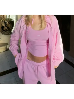 Alo Accolade Straight Leg Sweatpants Candy Heart Pink High-Rise Waist Joggers S thumbnail 7