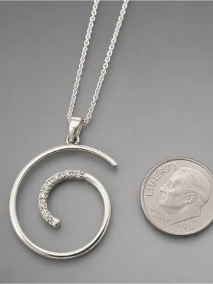 Sterling Silver Modern Swirl Pendant Chain Link Necklace thumbnail 2