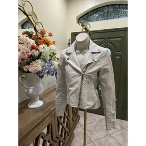 Abercrombie & Fitch Women's Vegan Leather Moto Jacket - XS Cream thumbnail 2