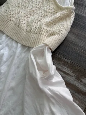 Daily Practice by Anthropologie Twofer Sweater Knit Mini Dress White Ivory XXS thumbnail 8