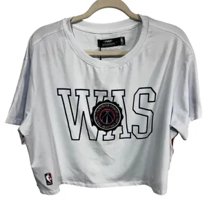 Pro Standard Women's Large White Washington Wizards NBA Boxy Crop Top Shirt New‎ thumbnail 1