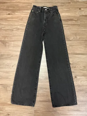 Levi’s Premium Ribcage Wide Leg Jeans W23 L32 Black Big E Zip Fly $110 thumbnail 2