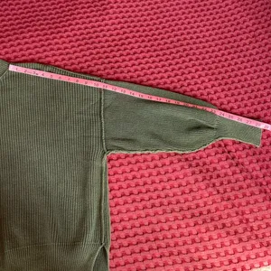 Aerie Women’s S Olive Green Ribbed Oversized Crewneck Sweater Drop Shoulder thumbnail 7