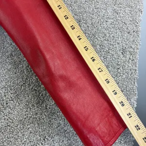 EVAN‎ DAVIES Red Leather Jacket Womens 12 Zip Up Collared Blazer Style Retro VTG thumbnail 10