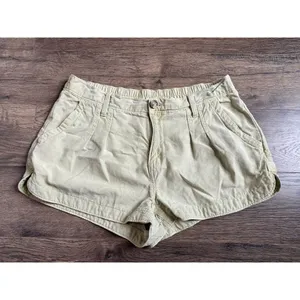 EUC Womens AERIE PLEATED‎ UTILITY SHORT green cotton lyocell pocket size L thumbnail 4