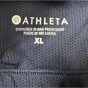 Athleta Blue & White Stripe High Neck Sports Bra Powervita Cutout Racerback XL thumbnail 7