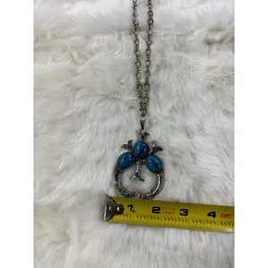 Turquoise vtg Gemstone Southwestern Style Pendant Necklace Silver‎ Tone thumbnail 5