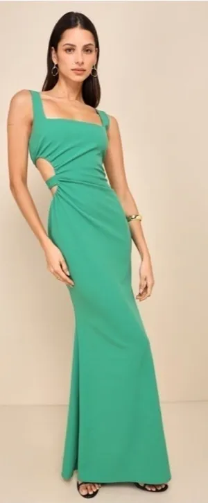LULUS Prom Wedding Cocktail Formal Event Chic Modern Green Maxi Gown NWOT thumbnail 1