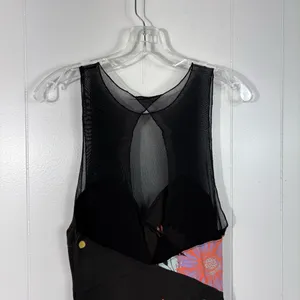 Free People Ikebana Black Mesh Cutout Design Floral Sleeveless Mini Dress XS thumbnail 4