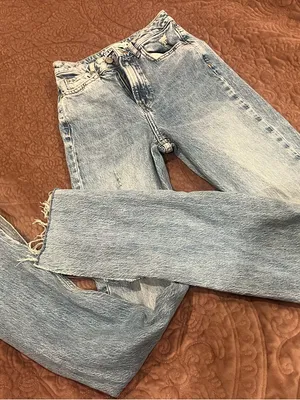 Zara Light Blue High-Rise Straight Leg Jeans thumbnail 1