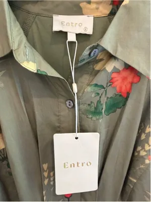 Entro Women’s Floral Print Cotton Button Front Midi Dress in Olive Green Size S thumbnail 6
