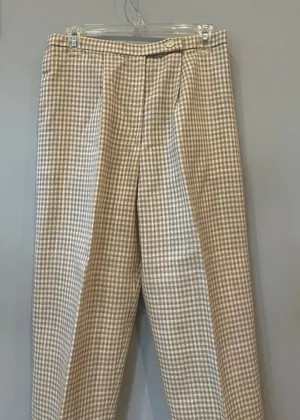 Beige Gingham Dress Pants women’s like new handmade thumbnail 1