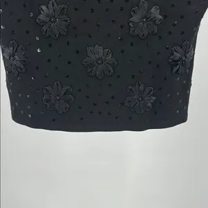 Talbots Black sleeveless silk blend sequin floral knit top S casual office thumbnail 8