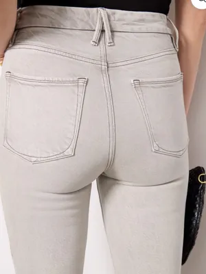 GOOD AMERICAN Good Legs Crop Mini Boot Jeans Amulet003 Grey Wash 6/28 Fray Hem thumbnail 3