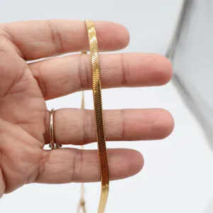 Unbranded Necklace Women OS Herringbone Gold Flat Snake Chain Excellent thumbnail 2