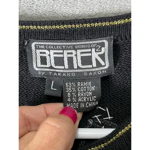 Vintage 90s Black Cocktail Martini Embroidered Cardigan Quirky Sweater Large thumbnail 5