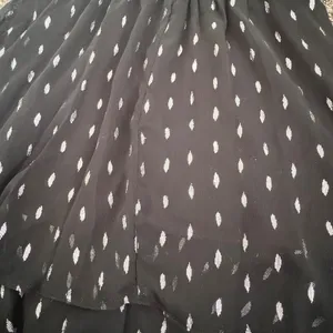 Lily Rose Black Silver‎ Metallic Leaf Print Smocked Bodice Mini Dress Women's M thumbnail 6