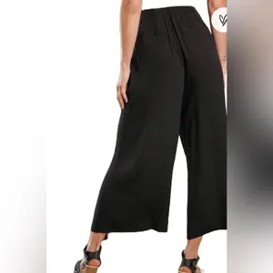 Lulu's Stroll on Over Black Button-Front Wide Leg Pants Size M thumbnail 3