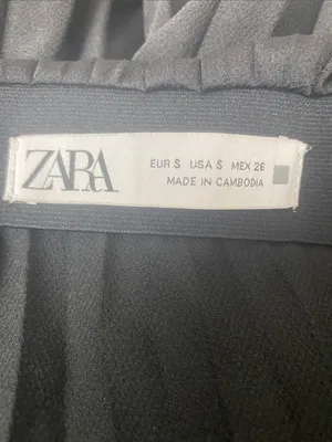 Zara Black Basic Classic Pleated Midi A Line Skirt S thumbnail 3