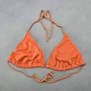 Orange‎ Lace Crochet Eyelet Tie Sports Bra Bikini Bralette Swim Top S Small thumbnail 2