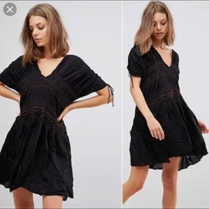 Free People black rainbow smocked dress boho Small thumbnail 6