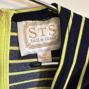 Sail to‎ Sable Striped Navy Blue & Green T Shirt Dress Sz XS Resort Wear Beach thumbnail 2