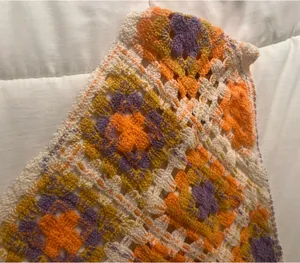 Revolve Orange Purple Cream Crochet Open Knit Head Scarf Hat Accessory Summer Boho Bohemian thumbnail 2
