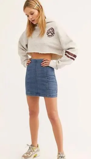 Free People Denim Mini Skirt Modern Femme Blue thumbnail 3