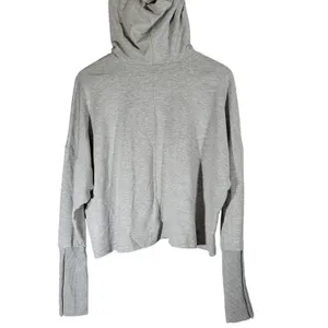 Nike Yoga‎ Women's Dri-Fit Gray Cropped Hoodie Sweatshirt Training XL thumbnail 3